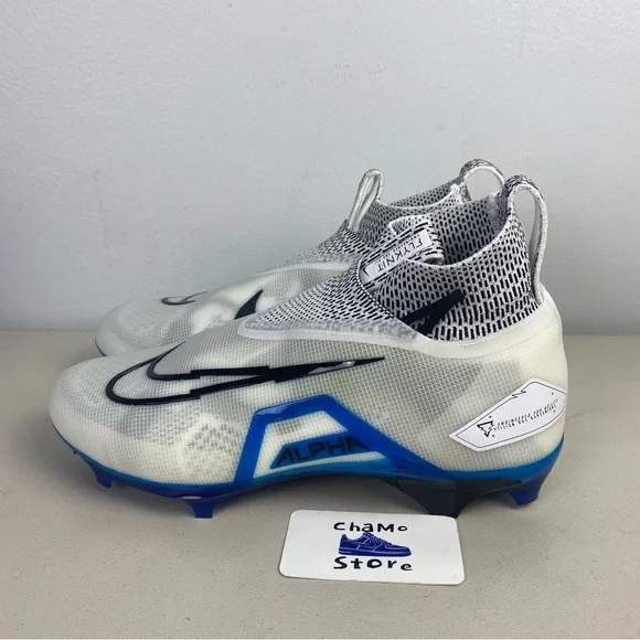 Nike Alpha Menace Elite 3 White Blue Football Cleats CT6648-101 Men's Size - Picture 3 of 11